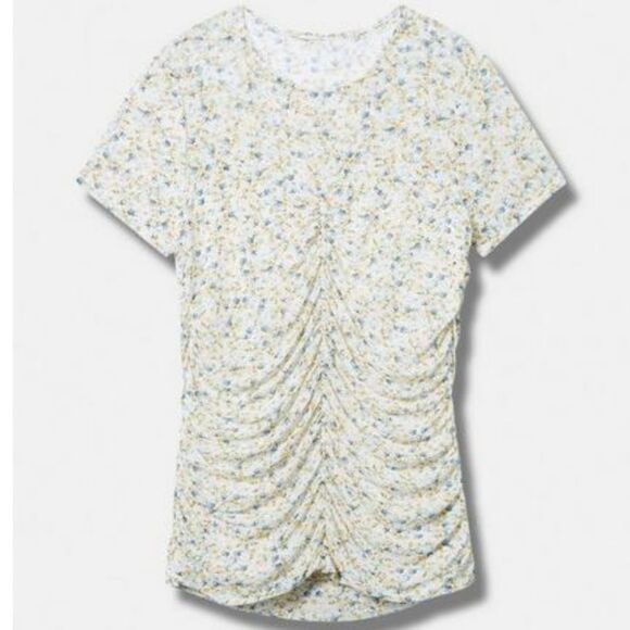 NWT Torrid Stretch Mesh Crew Neck Ruched Top - Picture 3 of 5